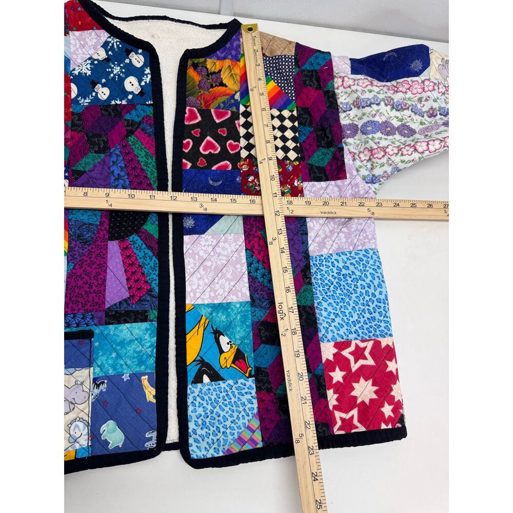 Women Upcycled Multi Colored Patchwork Quilted Ca… - image 6